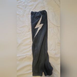 Gray Sweatpants with White Lightning Bolt